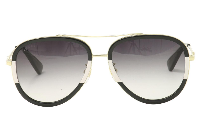 Gucci GG0062S 006 Black Gold/Grey Gradient Oval Women's Sunglasses