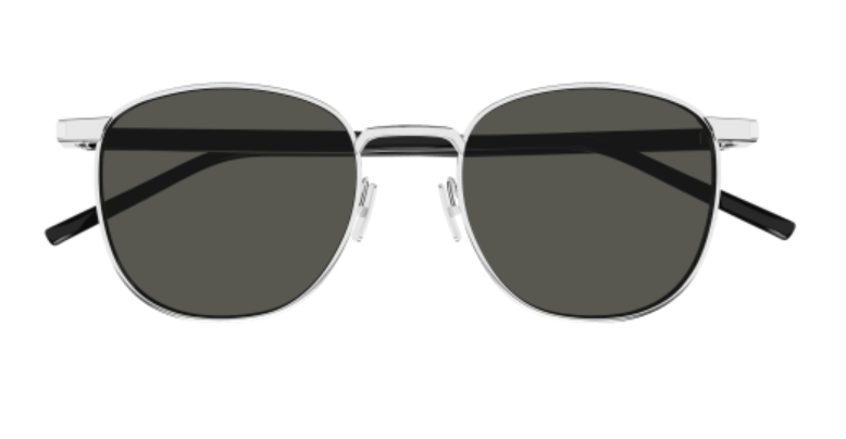 Saint Laurent SL 747 002 Silver/Crystal-Grey Full Metal Round Men's Sunglasses