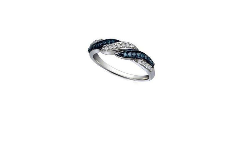 Sterling Silver Fashion Diamond Womens Band Ring 1/3 Ctw