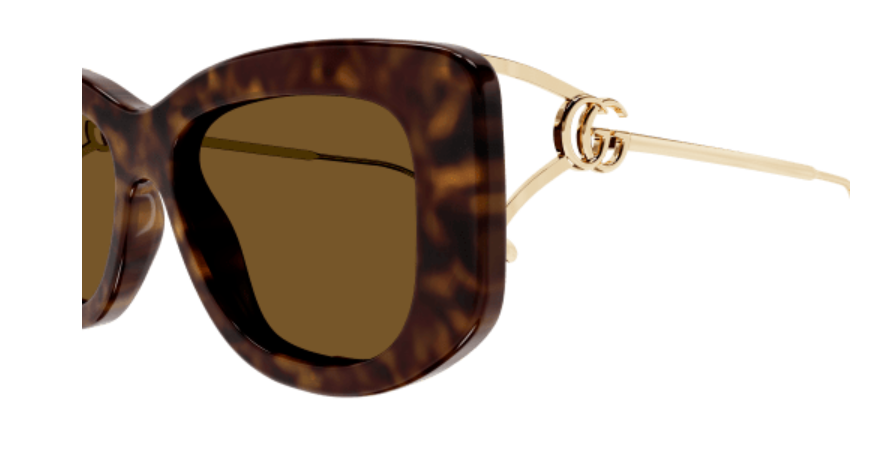 Gucci GG1566S 002 Havana-Gold/Brown Soft Cat Eye Women's Sunglasses