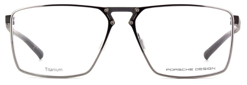 Porsche Design P8764 B Shiny Silver Rectangular Men's Eyeglasses