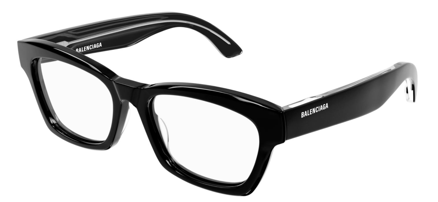 Balenciaga BB0242O 001 Black Squared Men's Eyeglasses