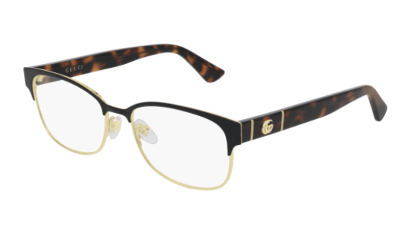 Gucci GG0751O 005 Black Gold Rectangle Women's Eyeglasses