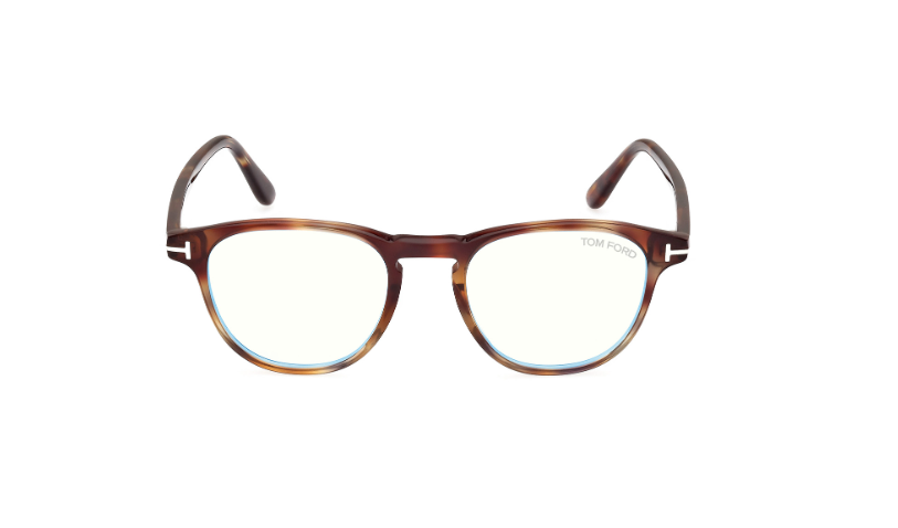 Tom Ford FT5899 055 Coloured Havana Square Men's Eyeglasses