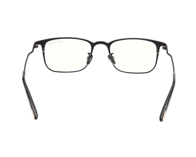 Tom Ford FT5929DB 005 Shiny Black/Blue Block Lenses Square Men's Eyeglasses