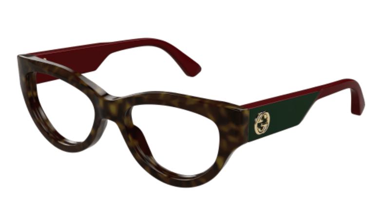 Gucci GG1665O 006 Havana/Red Cat Eye Women's Eyeglasses