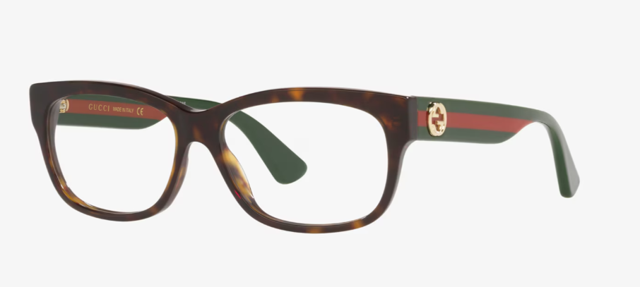 Gucci GG0278O 015 Havana Green/Red Rectangle Women's Eyeglasses