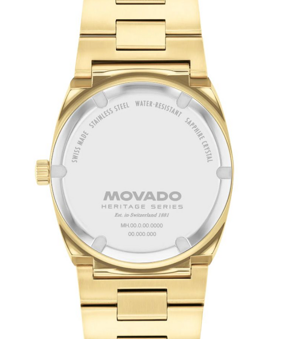 Movado Heritage Series Ondoplan Pale Gold Fluted bezel Ionic Men's Watch 3650217