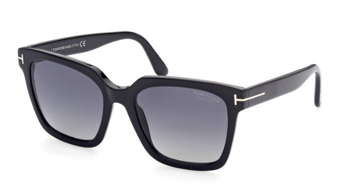 Tom Ford SELBY FT0952 01D Shiny Black/Smoke Polarized Square Women's Sunglasses