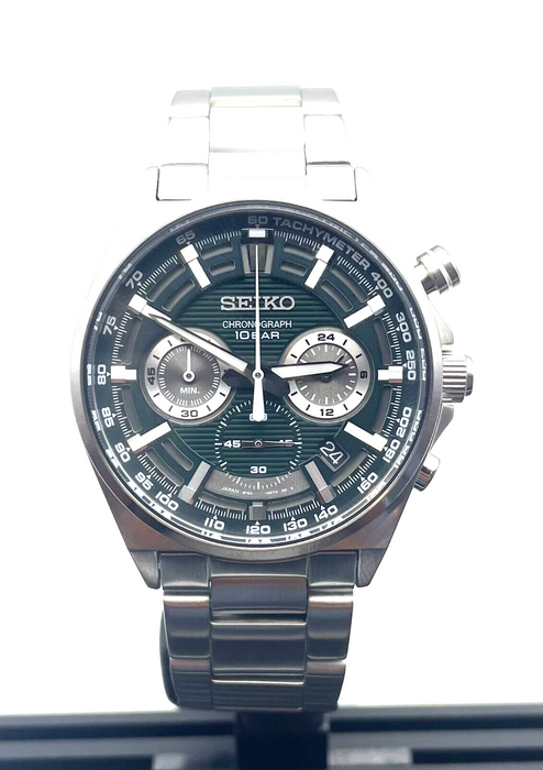 Seiko Essentials Chronograph Dimensional Embossed Green Dial Men's Watch SSB405