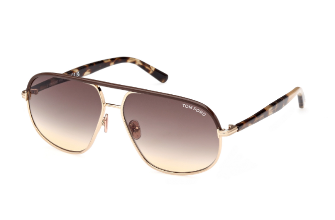 Tom Ford FT1019 Maxwell 28F Rose Gold-Blonde Havana/Brown Gradient Sunglasses