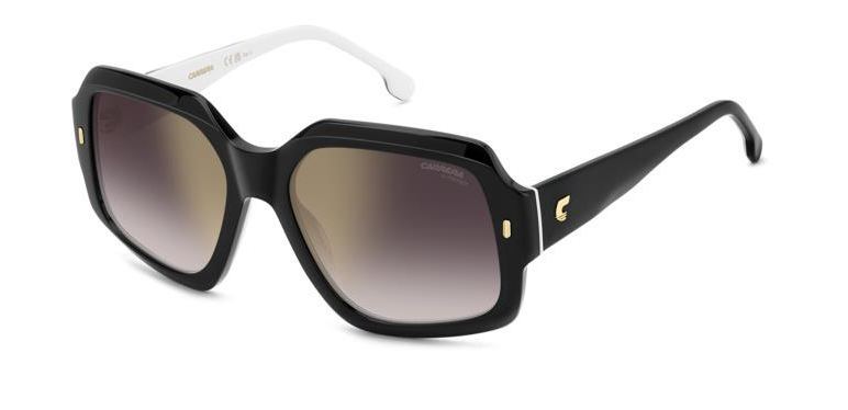 Carrera 3045/S 80S/YK Black/White/Gold Burgundy Shaded Mirror Women's Sunglasses