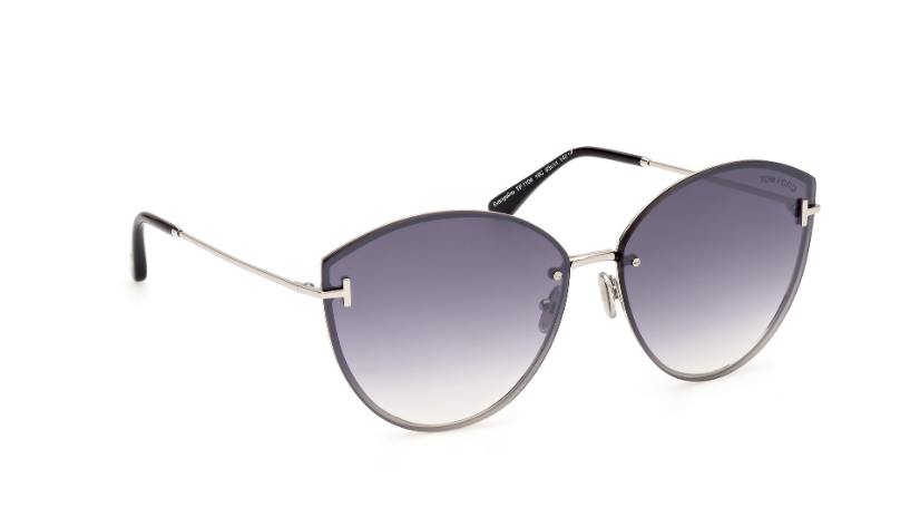 Tom Ford FT1106 16C Shiny Palladium /Smoke Mirror Cat Eye Women Sunglasses