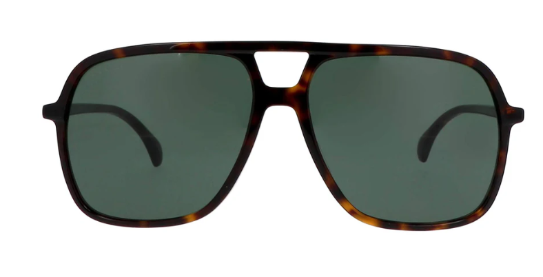 Gucci GG0545S 002 Havana/Green Soft Square Ultra light Men's Sunglasses