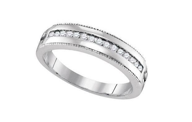 Sterling Silver Milgrain Diamond Womens Band Ring 1/6 Cttw