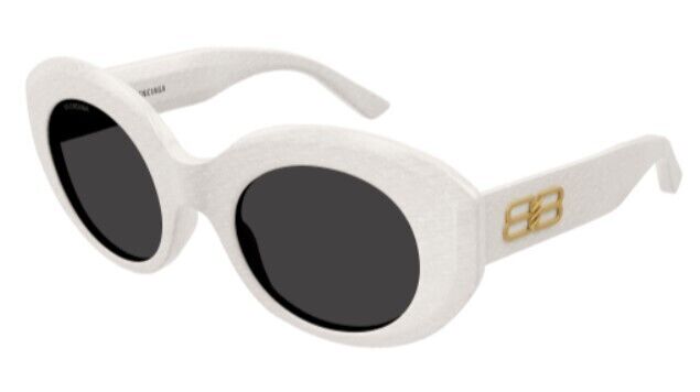 Balenciaga BB0235S-004 White/Grey Round Women's Sunglasses