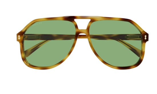 GUCCI GG1042S 004 Pilot Havana Yellow Green  Men's Sunglasses