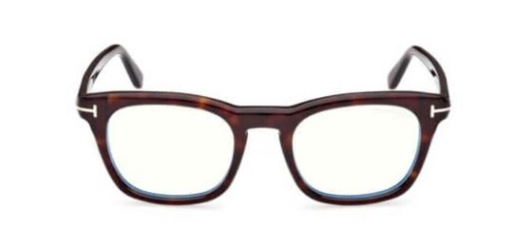 Tom Ford FT5870-F-B 052  Shiny Dark Havana/Blue Block Square Men's Eyeglasses