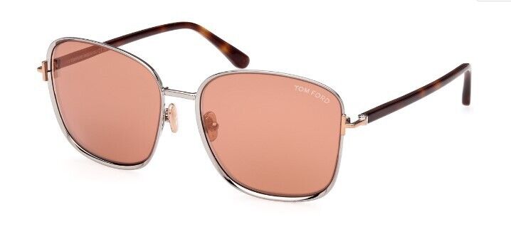 Tom Ford FT1029 Fern 12G Shiny Light Ruthenium/Rose Mirrored  Women's Sunglasses