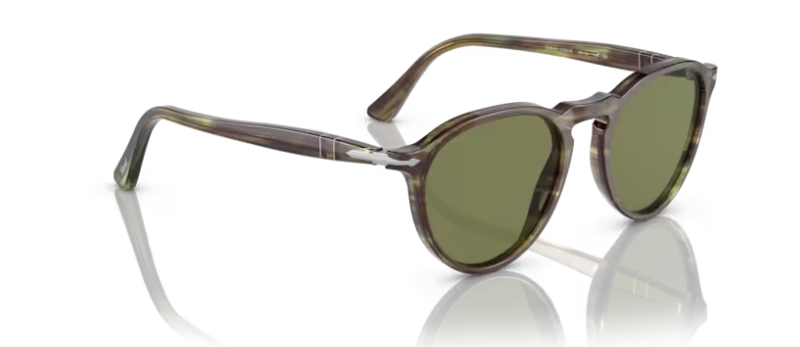 Persol OPO3286S 11564E Havana Green/Light Green Round Men's Sunglasses