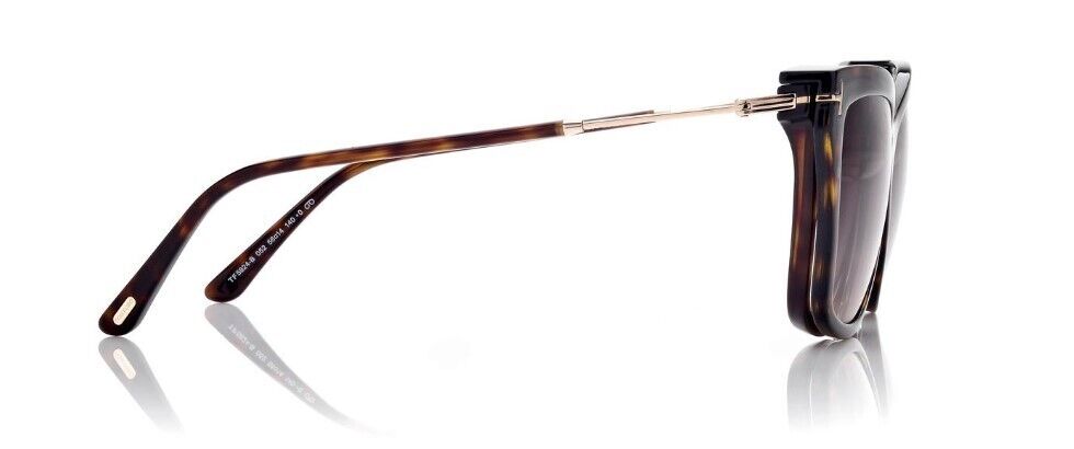 Tom Ford FT5824-B 052  Shiny Dark Havana/Blue Block Eyeglasses With Clip-Ons