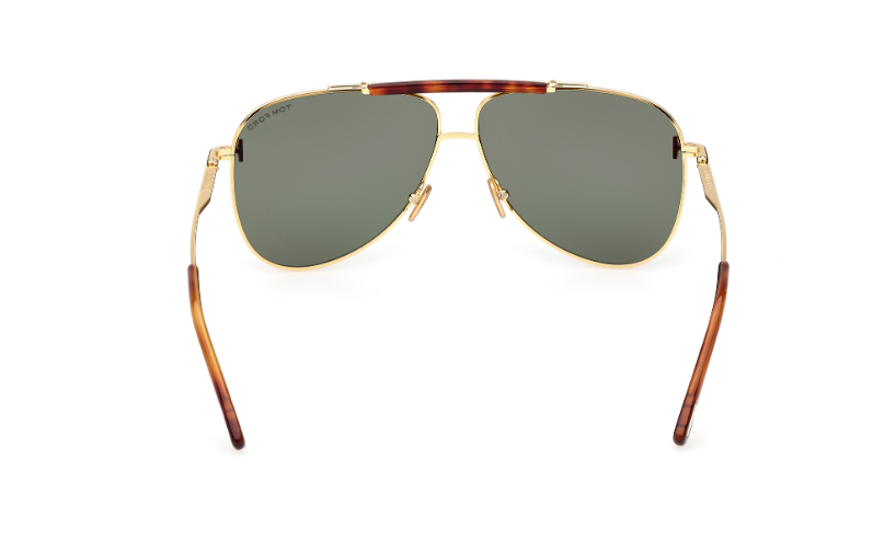 Tom Ford FT1018 Brady 30N Shiny Deep Gold/Green Oval Sunglasses