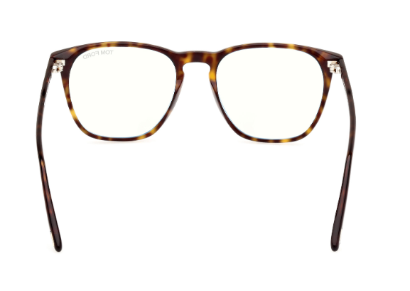 Tom Ford FT5937-B 052 Dark Havana/Blue Block Lenses Soft Square Men's Eyeglasses