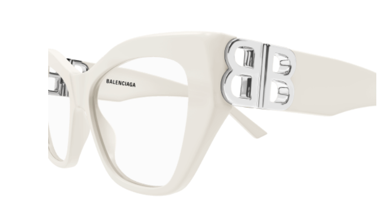 Balenciaga BB0312O 003 White Cat Eye Women's Eyeglasses