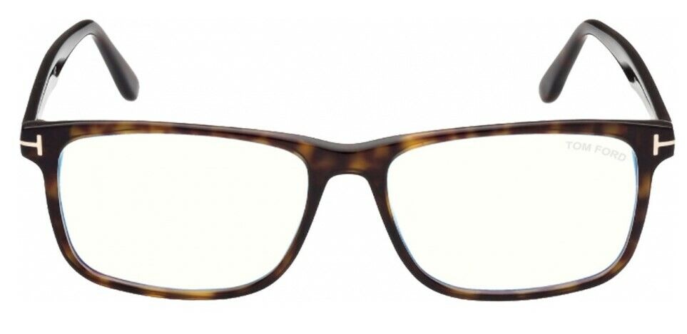 Tom Ford FT5752B 052 Shiny Classic Dark Havana Blue Block Square Eyeglasses