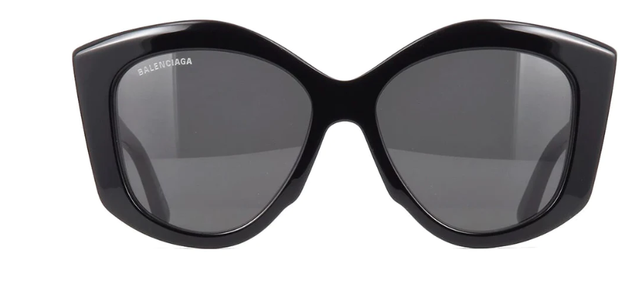 Balenciaga BB0126S 001 Black/Grey Oval Women's Sunglasses