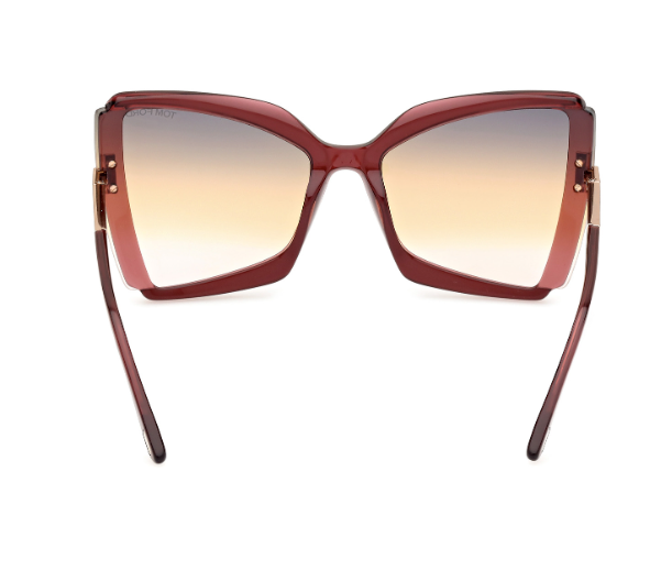 Tom Ford FT0766 GIA 69T Shiny Bordeaux-Gold/Gray to Brown Gradient Sunglasses