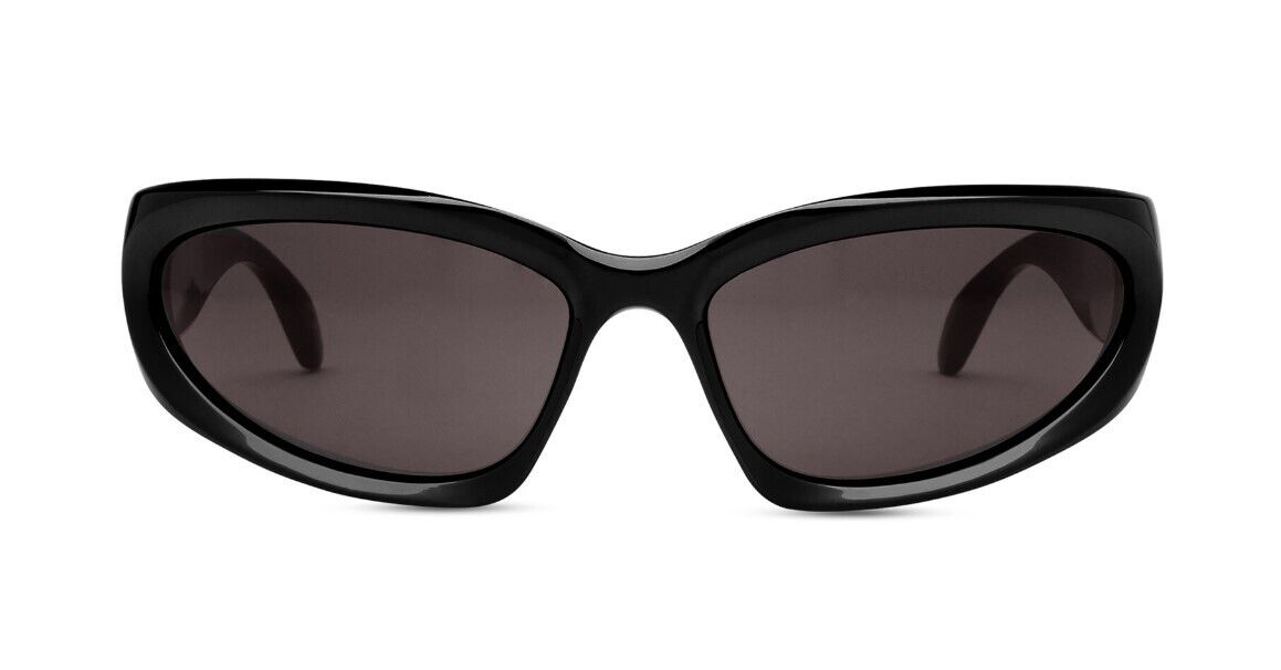 Balenciaga BB0157S-001 Black/Grey Oval Men's  Sunglasses