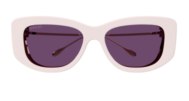 Gucci GG1566S 003 Ivory-Gold/Violet Soft Cat Eye Women's Sunglasses