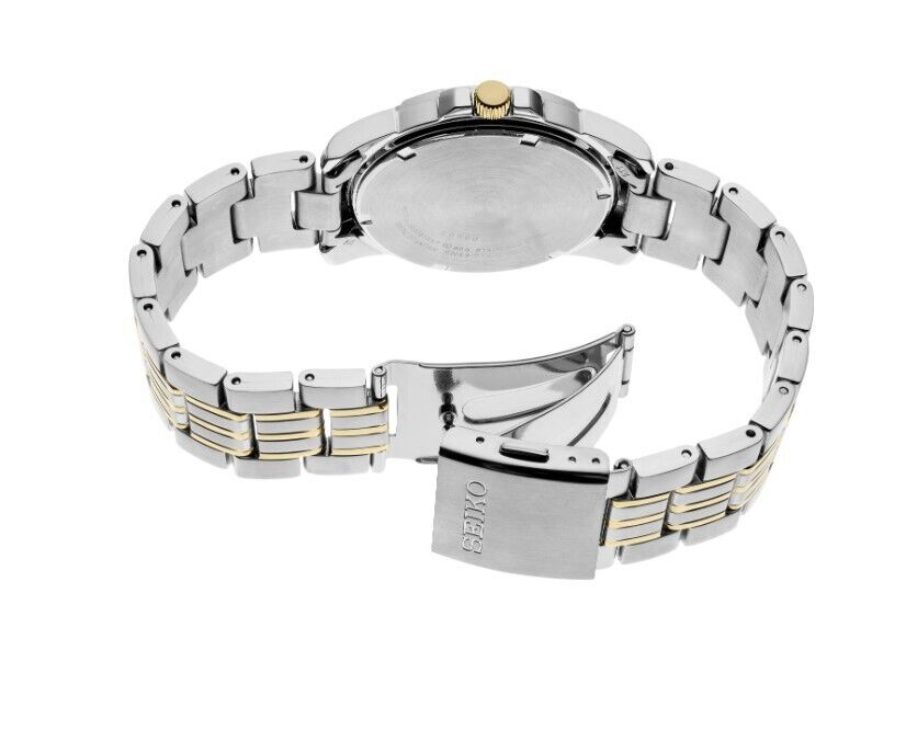 Seiko Essential Quartz Hardlex Crystal Grey Dial Two tone Stainless Steel SUR356