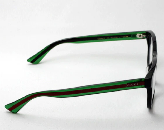 Gucci GG0004OA 002 Black Green/Red Rectangle Men's Eyeglasses