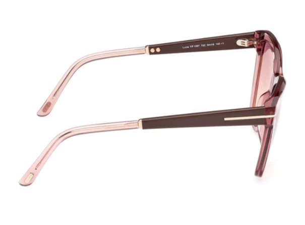 Tom Ford FT1087 Lucia 72Z Shiny Light Pink/Violet Gradient Square Sunglasses