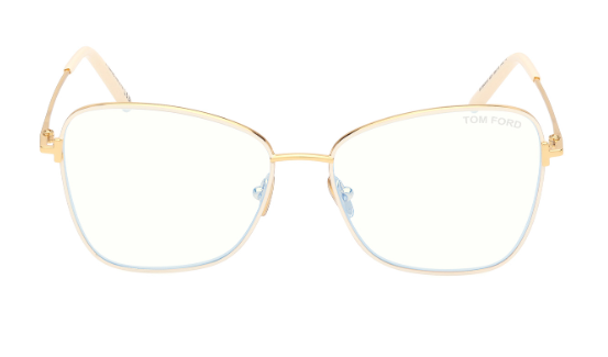 Tom Ford FT5906 025 Shiny Ivory / Shiny Deep Gold Butterfly Women's Eyeglasses