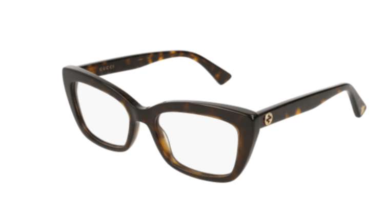 Gucci GG0165O 002 Havana/Cat-Eye Women's Eyeglasses