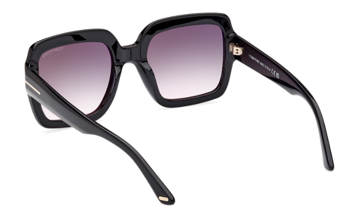 Tom Ford KAYA FT1082 01B Shiny Black/Smoke Gradient Square Women's Sunglasses