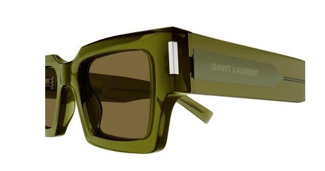 Saint Laurent SL 572 005 Green/Brown Square Unisex Sunglasses