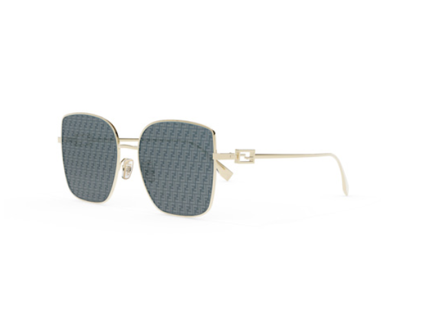 Fendi BAGUETTE FE40013U 10X Grey/Gold Mirrored Square Women's Sunglasses