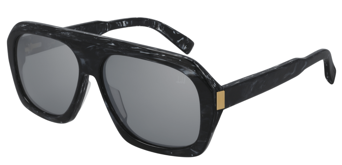 Dunhill DU0022S 003 Black/Silver Oversize Edgy Squared Men's Sunglasses