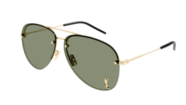 Saint Laurent Classic 11 M 003 Gold/Green Oval Men's Sunglasses