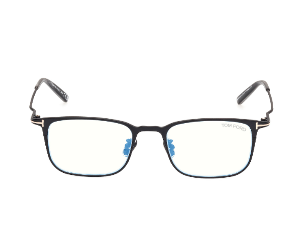 Tom Ford FT5929DB 005 Shiny Black/Blue Block Lenses Square Men's Eyeglasses