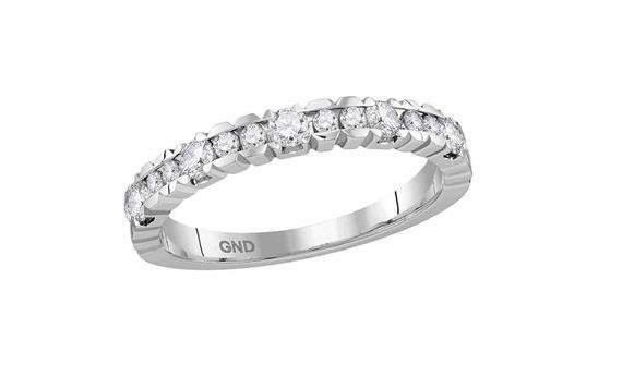 14kt White Gold Diamond Machine Set Womens Band Ring 1/2 Cttw