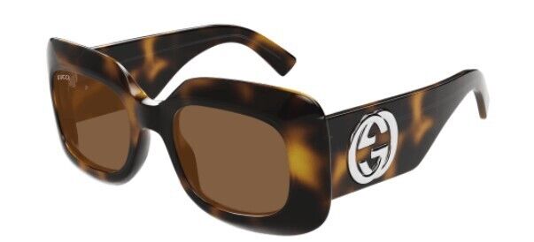 Gucci GG1695S 002 Havana/Brown Oversize Rectangular Women's Sunglasses