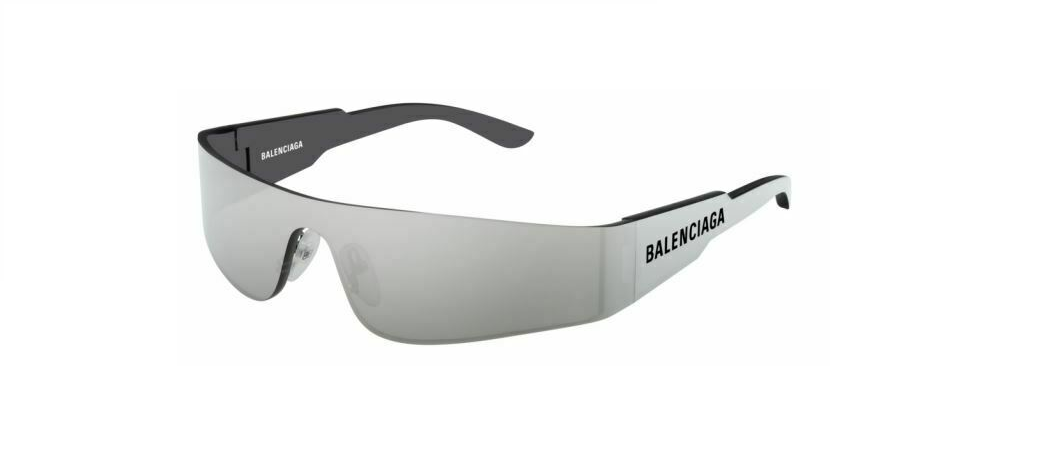 BALENCIAGA BB0041S 002 Rectangular Square Silver/Silver Mirror Unisex Sunglasses