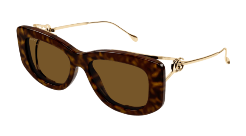 Gucci GG1566S 002 Havana-Gold/Brown Soft Cat Eye Women's Sunglasses