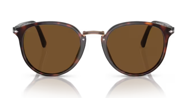 Persol 0PO3210S 24/57 Havana/Brown Oval Polarized Men's Sunglasses