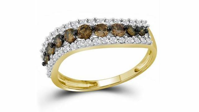 10kt Yellow Gold Brown Diamond Womens Contoured Band Ring 3/4 Cttw